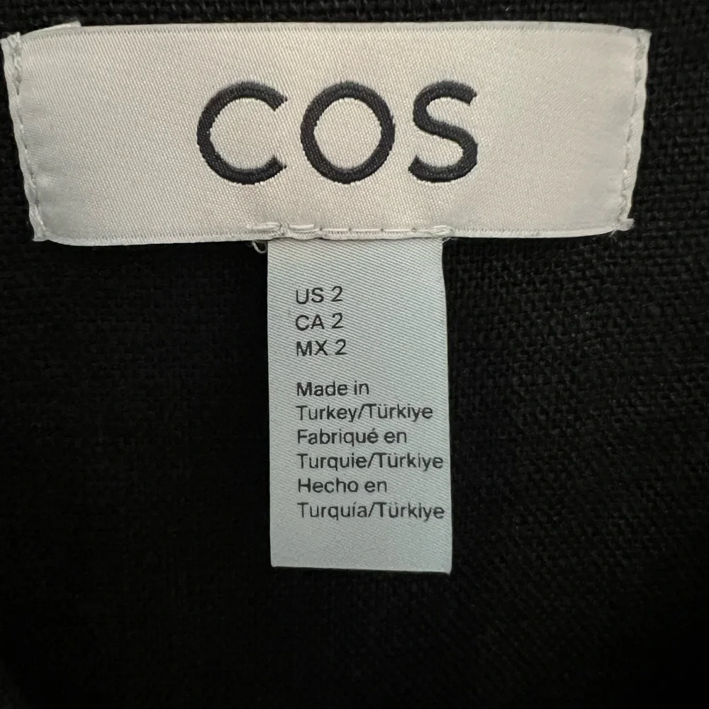 COS OPEN-COLLAR LINEN SHIRT DRESS, black, size 2 - Picture 3 of 5